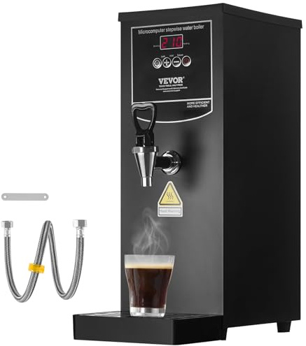 VEVOR Commercial Water Boiler, 10L Electric Hot Water Dispenser with 316 Stainless Steel Heating Tube, 1500W Step-by-step Fast Heating 50L/H Hot Water Boiler, for Coffee Tea Restaurant Office