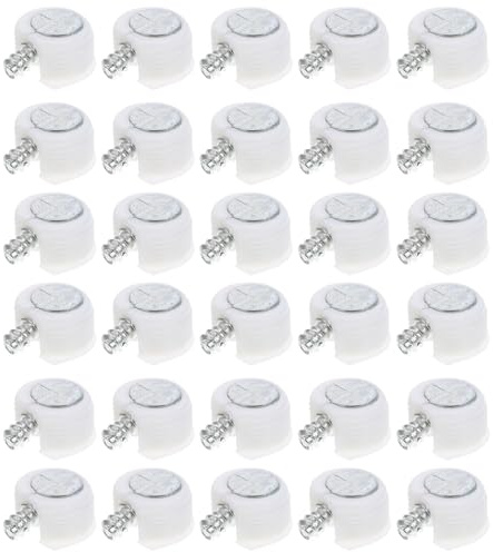HEALEEP Set da 30 Pezzi Supporti per Mensole in Lega di Zinco e Abs, Perni di Collegamento Mobili Connettori a Camma, Elementi di Fissaggio per Armadi e Cassettiere, Uso Professionale