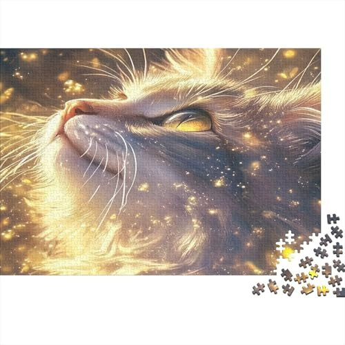 Retrato de Gato Puzzle de 1000 Piezas Papel para Adultos Escena de Luz Nocturna Puzzle para Toda la Familia Decoración Hogar 38x26cm/1000pcs