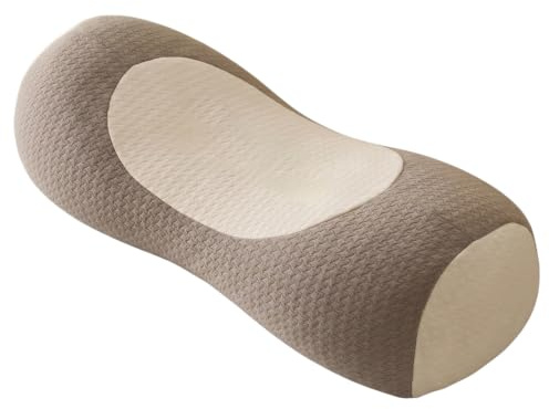 Yeaxxsqy Nackkudde med bovete, justerbar ergonomisk nackkudde för nacksmärtlindrande stöd för de som sover på sida och rygg, 35 cm, kaffe, rulle