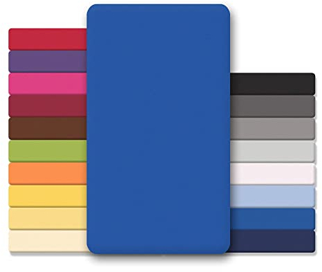 CelinaTex Jersey Topper Spannbettlaken Lucina Doppelpack 90x200-100x200cm royal blau 100% Baumwolle gekämmt bis 12cm Matratzenhöhe Spannbettbezug, Leintuch, Bettlaken, elastisch, Strech, Oeko-Tex