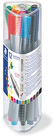 STAEDTLER triplus 334 PR12 Fineliner, dreikant, 0, 3 mm, 12 Stück in transparenter Dose