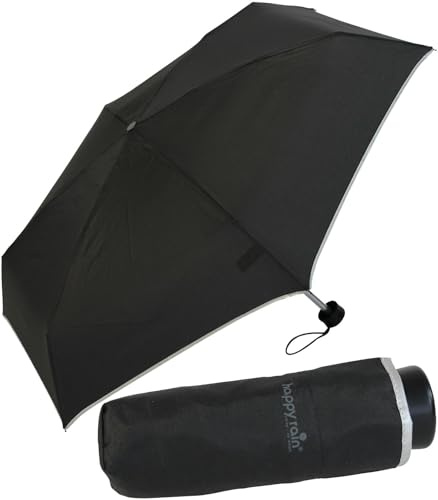 happy rain Ultra Mini Taschenschirm Damen Regenschirm Uni - schwarz