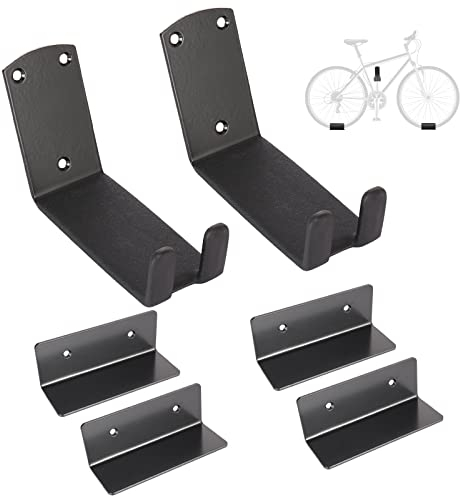 HIGHRAZON Bike Wall Mount, Pedal Mount Bike Rack for Garage, Bike Storage Hanger Bicycle, Heavy Duty Bike Hooks with Rubber Pad for Wall, Max 50LB, 2 Set