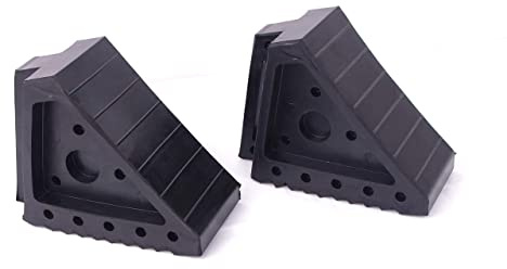 HIGOOD Solid Rubber Wheel Chock with Handle for The Car, Strong and Durable,8 Length, 4 Width, 6 Height - Pack of 2