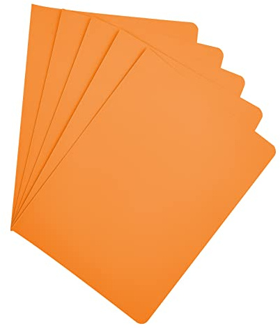 Raylu Paper® - Förpackning med 25 undermappar för dokumentkartong, med fastenerhål och levande färger. 200 g tjocka kraftkartonger (Naranja, A4)