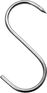 Wolfcut 5 ganchos para carne en S CNS, ganchos para carnicería, ganchos para ahumar, configuración: 125/5 mm