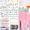 53 Blätter Nagelsticker, Nail Art Pinsel und Dekorationen Set, 15 PCS Pinsel, 5 PCS Dotted Pens, Strasssteine, Blattgold für Nagelkunst, Nagel Pailletten, Nagelkunstwerkzeuge und Dekorationssets