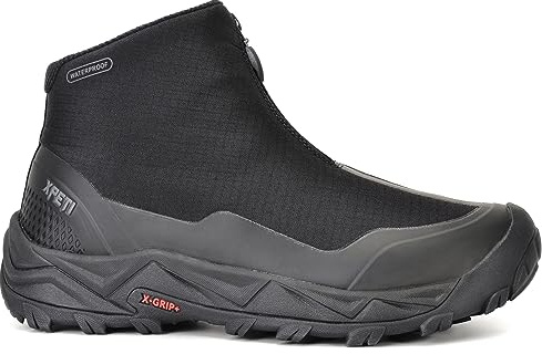 XPETI Mens Hiking Boots Waterproof Slip on Hikers for Men Outdoor Winter Camping Shoes Zipper Black Size 7
