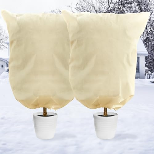 DazSpirit 2 Pezzi 80x120 cm Cappuccio Protezione Piante, Copri Piante Inverno Tessuto Non Tessuto con Coulisse e Cerniera, Teli Antigelo Riutilizzabile Protegge da Inverno, Gelo, Insetti