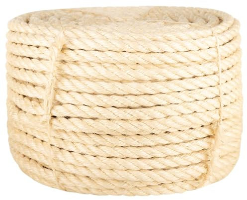 LAPOOH Corda in Sisal 100% 16 mm 25 m, Corda in sisal, spago in sisal, Corda Decorativa, Corda in Canapa, Corda Naturale, Corda in sisal per Gatti