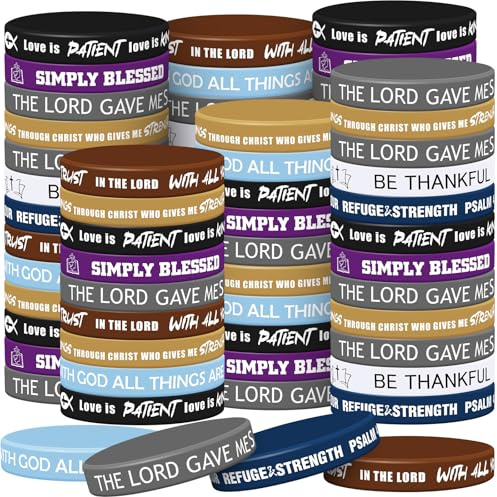 Syhood 200 Pcs Religious Silicone Bracelets Bulk Christian Scripture Rubber Bible Verse Bracelets Inspirational Spiritual Wristbands for Men Women Party Gifts(Cool Color)