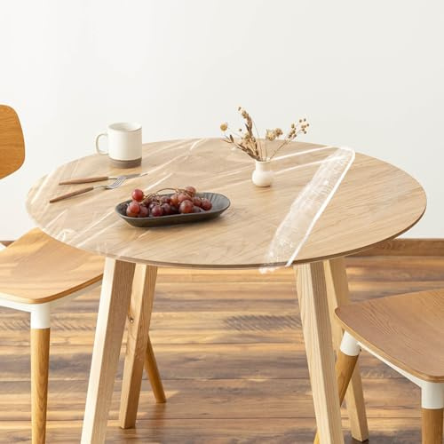 DASIAUTOEM Nappe transparente, ronde, 120 cm, lavable, avec élastique, pour extérieur, résistante aux intempéries, pour cuisine, table de jardin, table à manger, fête, 120 cm