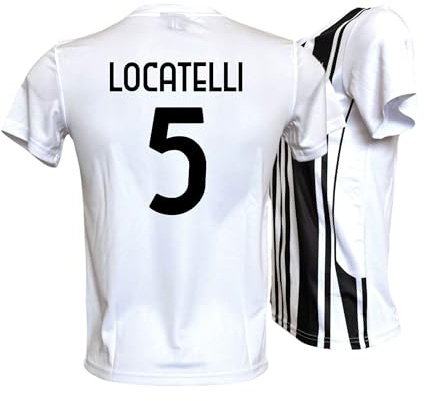 Generico Maglia Calcio Locatelli 5 bianconera Stagione 2025/2026 Replica Autorizzata Taglie da Bambino e Adulto (IT, età, 12 Anni, Bianco)