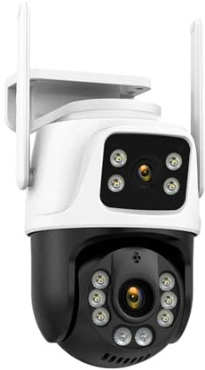 Telecamera IP da esterno 6K 12MP con zoom ottico 10X Obiettivo a tre lenti Telecamera di sorveglianza a doppio schermo 4K 8MP Videocamera di sicurezza CCTV Per cortile, garage, negozio(4K 8MP NO Card)