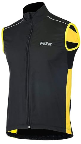 FDX Gilet Ciclismo Uomo Antivento Leggero Traspirante Senza Maniche Giacca Bici Riflettente con Zip Completa Ideale per MTB Running Hiking (Yellow-3XL)