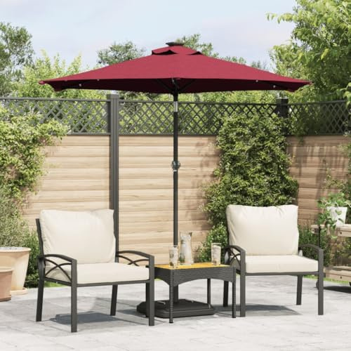 Mokuyary Parasol de Jardin avec LED mât en Acier Bordeaux 225x225x212 cm, Parasol de Extérieur pour Terrasse, Piscine, Plage, Restaurants, Balcon