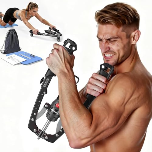 FLYBIRD Appareil d’entraînement pour Bras, Poitrine et gainage, Twist Musculaire hydraulique Core réglable de 10 à 200 kg, entraîneur 2-en-1 avec Rouleau Abdominal