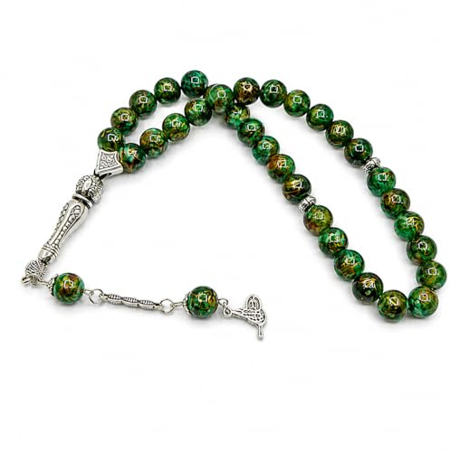 Perlin radband bönpärlor Tesbih Tasbih Tespih Misbaha Subha 33, 10 mm glas muslimsk islamisk radband smycken armband dyrbara tillbehör ädelsten effekt