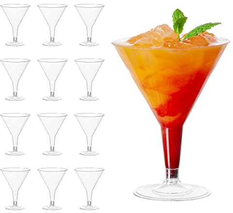 MATANA 48 Plastik Cocktailgläser, Martini Gläser Kunststoff, 210ml - Mehrweg Plastikbecher - Margarita Gläser, Cocktail Becher, Dessertbecher für Partys, Geburtstagen, Hochzeiten