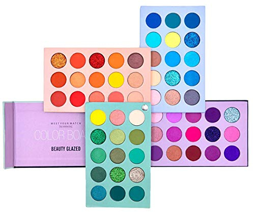 Palette di ombretti a 60 colori, tavolo 4 in 1 con glitter ad alta pigmentazione, rotazione dell'ombretto opaco, tavolozza per il trucco nudo perlescente, occhi cosmetici