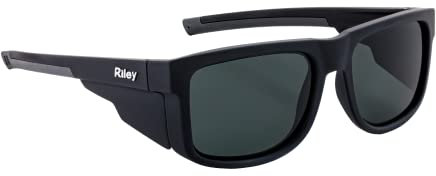 Riley Navigator Safety Glasses for Work – Anti-Fog, Anti-Scratch Eye Protection Glasses, UV Safety Sunglasses for Men, Impact Resistant, Adjustable Fit - Dark Grey Lens
