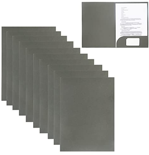 Carpeta de presentación Smiling Art A4, papel kraft de 320 g/m², paquete de 10 para escuela, universidad, proyecto, empresa (gris, paquete de 10)
