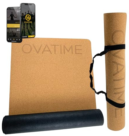 OVATIME Kork Gymnastikmatte – rutschfest & wasserabweisend – Yogamatte aus Naturkork & Naturkautschuk, nachhaltig, 183×66 cm für Yoga, Pilates & Fitness