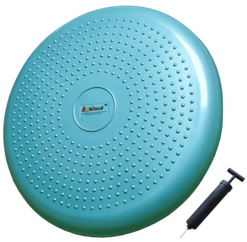 AppleRound Inflated Wobble Cushion with Hand Pump, Air Stability Board (Extra Thick), Core Balance Disc for Adults, Sensory Wiggle Seat for Kids, Flexible Seating for All Age, 13.5in / 34cm Diameter