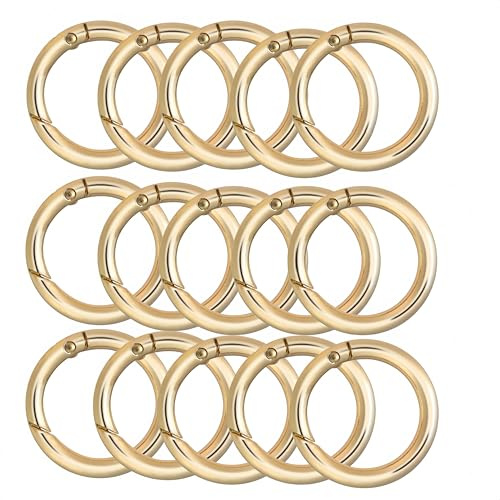 Changyeah 15 pezzi Anelli per Borse, 45 mm Scatto Molla Rotonda Moschettoni Anelli per Borse Anello Moschettone Fibbia a Molla per Portachiavi Borsetta Gioielli Decorazioni Artigianato Accessorio(Oro)