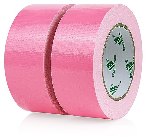 BOMEI PACK 2 Rollos Cinta americana Rosa de 50 mm x 30 m - Cinta de tela resistente adhesiva e impermeable - Para reparar, fijar, reforzar y sellar