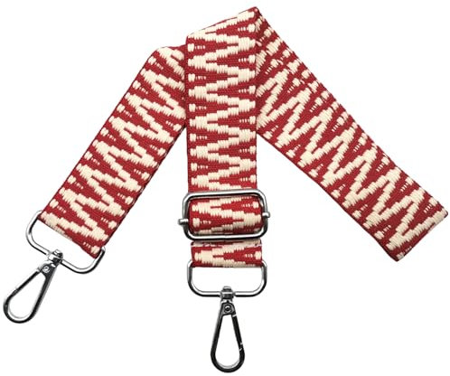 Taschengurte zum Wechseln Verstellbar Schultergurt für Tasche, Taschengurt Breit 3.8cm mit Silber Karabiner Schulterriemen Taschenband Tragegurt für Handtaschen, Rot, S5