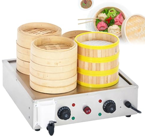 WOTZOV Vaporera eléctrica para Alimentos/Horno Comercial para Bollos al Vapor Rango de Temperatura 30~110 ℃/Máquina para cocinar al Vapor Pan y Bollos con Alarma de escasez de Agua/Par