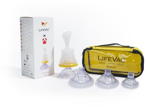 Kit de voyage LifeVac®, kit de premiers secours, dispositif d'étouffement pour adultes et enfants, éprouvé pour sauver de nombreuses vies, comprenant 4 masques