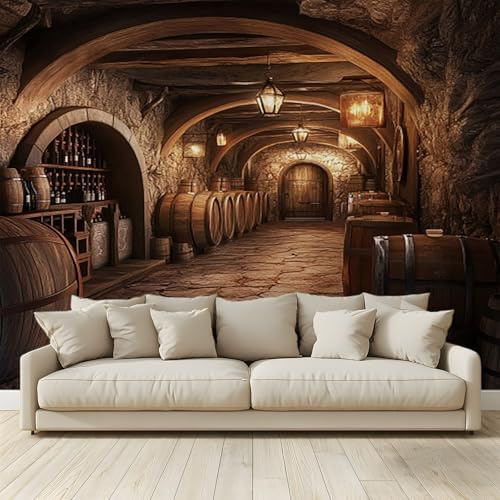 MKBKLI Carta da Parati Fotografica Cantina vino rurale - Design per Pareti Camera - Fotomurale Tessuto Non Tessuto 250 x 175 cm - Colla Non Inclusa A222