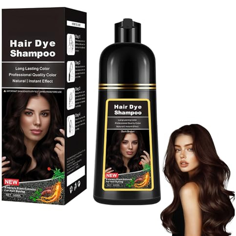 3 en 1 : Shampooing, teinture et soin capillaire instantané –200 ml – Shampoing colorant pour cheveux gris pour hommes et femmes – Couvre les cheveux blancs en 10 minutes (marron foncé)