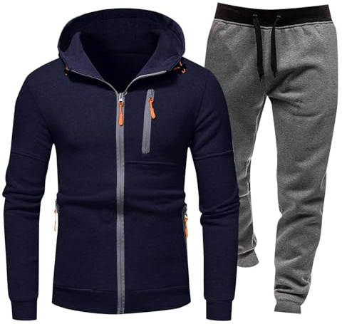 Herrjacka med tunn huvtröja med huva, sommar, ledig, utomhus, långärmad, sommarjacka, fitness, jogging, jacka med dragkedja, huvtröja (marinblå, M)