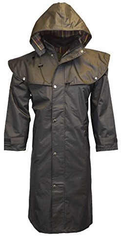 Walker & Hawkes – utomhus country midland cape med avtagbar huva – nylonjacka i full längd med tejpade sömmar, Svart, M
