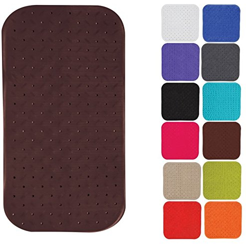 MSV Premium Duschmatte Badematte Badewannenmatte Badewanneneinlage antibakteriell rutschfest mit Saugnäpfen-Braun-duftet nach Rosen-ca. 36 x 76 cm-waschbar bei 60° Grad, Brown, Large