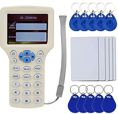 OBO HANDS Englisch RFID NFC Kopierer Leser Schriftsteller Duplizierer 10 Frequenz Programmierer mit Farbbildschirm + 5 Stücke T5577 Karte + 5 Stücke T5577 Keyfob + 5 Stücke UID Keyfob