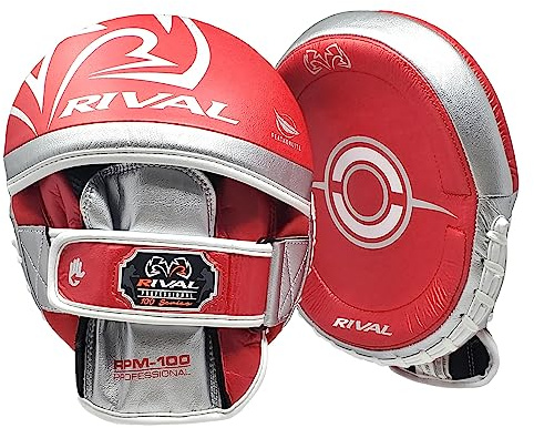 RIVAL Boxing RPM100 Professional Punch Mitts - Pre-Curved Ergonomic Design, Angled Hook and Loop Wrist Strap, and Soft Inner Lining