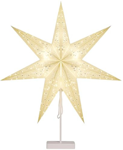 Casaria® LED Weihnachtsstern mit Ständer Beleuchtet 60 cm Batterie Fenster Weihnachtsdeko Weihnachten Fensterdeko Leuchtstern Dekostern Papierstern