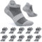 FALARY Sneaker Socken Damen Kurze Socken Herren 43-46 Sportsocken Grau 10 Paar Baumwolle Atmungsaktive Laufsocken Unisex