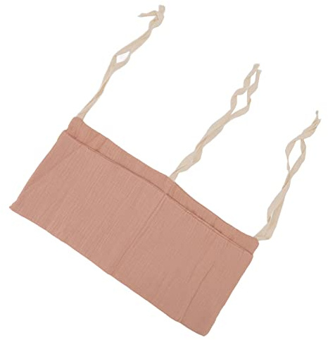 Baby Bed Storage Hanging Bag 2 Pockets Adjustable Strap Hanging Crib Organizer Baby Bedside Toy Storage Bag Washable Baby Nursery Crib Organizer Hanging Diaper Organizer (Pink)