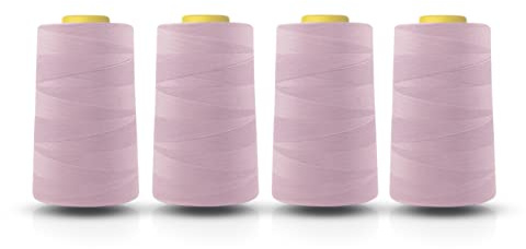 Realm Overlocking Sewing Machine Polyester Thread x Four 5000 Yards Cones White Black Natural Navy Red Grey (Lilac)