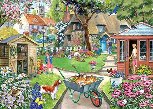 The House of Puzzles - Bloomin' Lovely Jigsaw - Big 500 Piece Jigsaws Age 3+ For Adults, Extra Large Pieces, Artist Illustrated, Scenic Landscape, Deluxe Puzzle Gifts