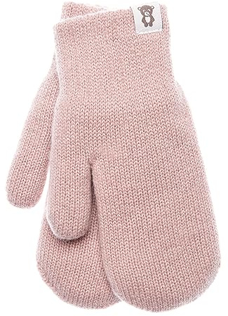 KNITAS guanti a maglia a doppio strato in lana per neonati I guanti invernali caldi a maglia per ragazzi e ragazze 0,5-2 anni I comodi guanti morbidi in rosa chiaro - taglia 4