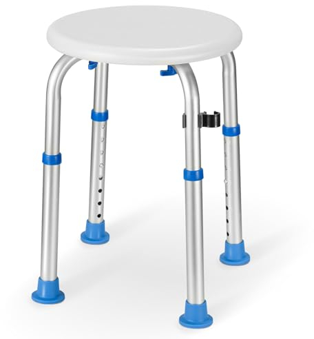 Tabouret de Douche, Siège de Douche Antidérapant pour Personnes âgées, Réglable Chaise de Douche en Hauteur, Chaise de Salle de Bain pour Femmes Enceintes, Charge Max.136 kg (Bleu, 52.5,44,44)