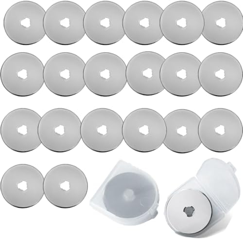 RXKFIGX 20 Pezzi Lame Rotanti da 45 mm Lame di Ricambio per Taglierino Lame rotonde per coltello con Scatola per Quilting Carta Tessuto Scrapbooking Cucito Taglierina per Tessuti