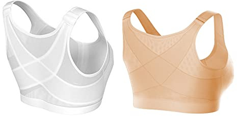 2 Pack Reggiseno Correttore di Postura, Senza Ferretto, Supporto Posturale, Traspirante, con Chiusura Frontale, da Donna, per Sport, Yoga Reggiseno Push-up Confortevole e Traspirante
